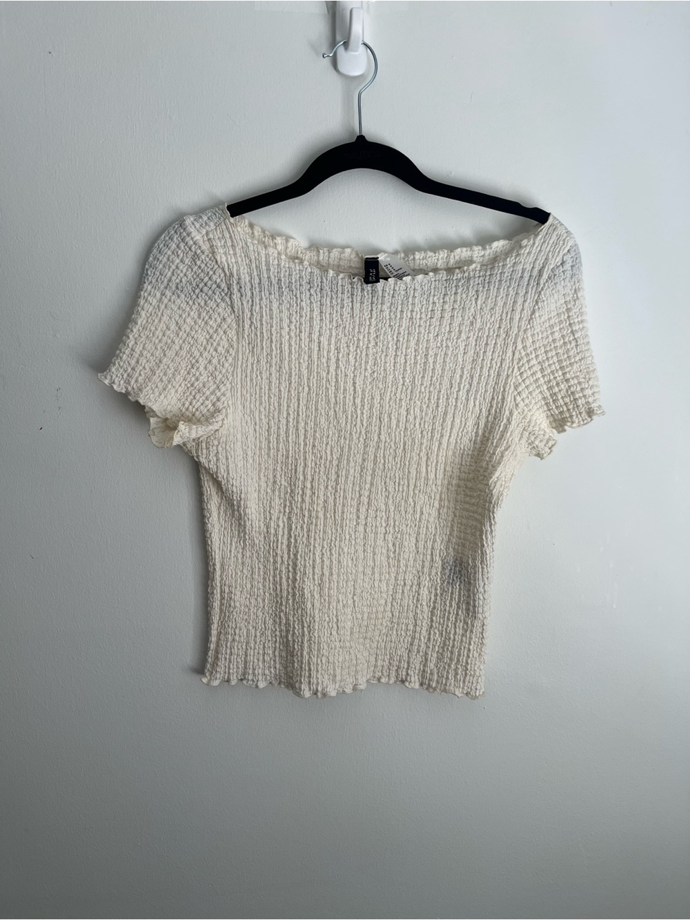 H&M Textured Boatneck Short Sleeve Top